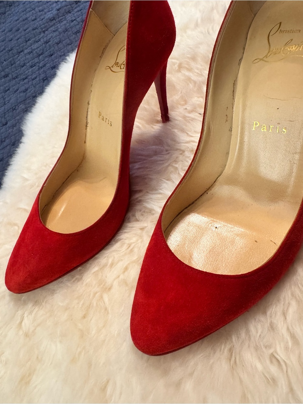 Louboutin Red Suede Heels